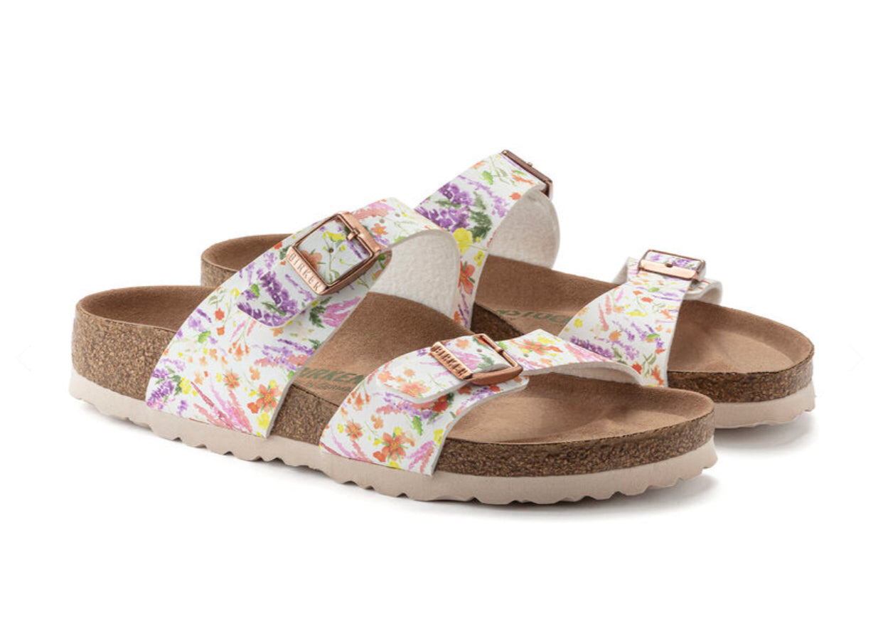 Birkenstock Sydney Light Rose Floral Birko-Flor Vegan Made In Germany