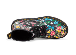 Dr. Martens 1460 Pascal White Black Floral Mash Up Backhand Ankle 8 Eyelet Boot