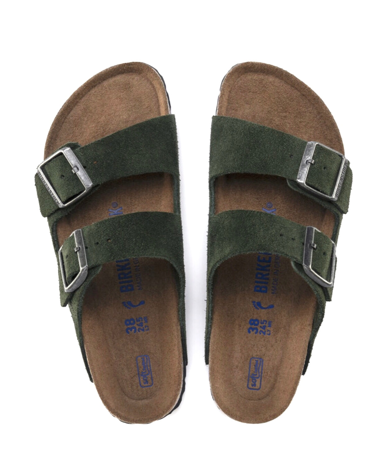 Birkenstock Arizona Mountain View Green Suede Leather Soft Footbed Made In Germany