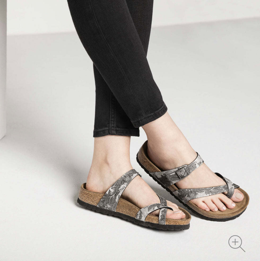 Papillio By Birkenstock Tabora Damask Grey Soft Footbed Made In Portugal