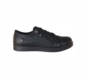 Cabello Comfort EG18 Jet Black 6 Eyelet Zip Shoe Made In Turkey