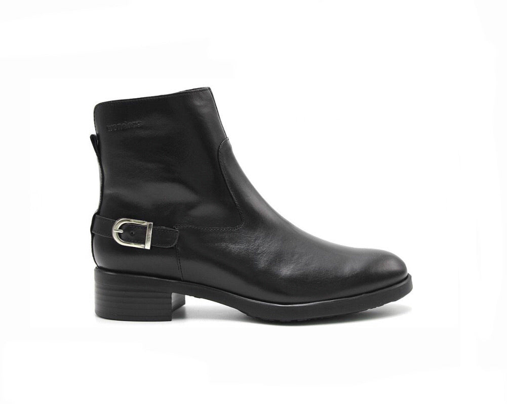 Wonders D-9301 Black Negro Zip Ankle Boot Made In Spain
