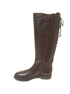 Progetto H024 Light T Moro Brown Knee High Back Lace Zip Boot Made In Italy