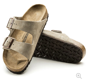 Birkenstock Arizona Taupe Suede Leather Made In Germany