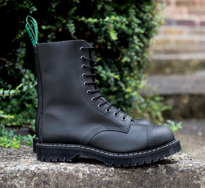 Solovair Black Greasy Steel Toe 11 Eyelet Boot Made In England