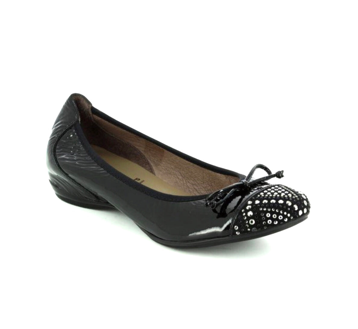 Wonders A-3082 Black Patent Sumatra Leather Slip On Flats Made In Spain