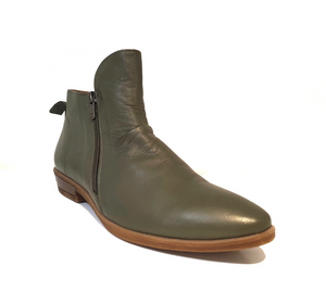 Sala Europe Gael Dark Olive Zip Ankle Boot Made In Turkey