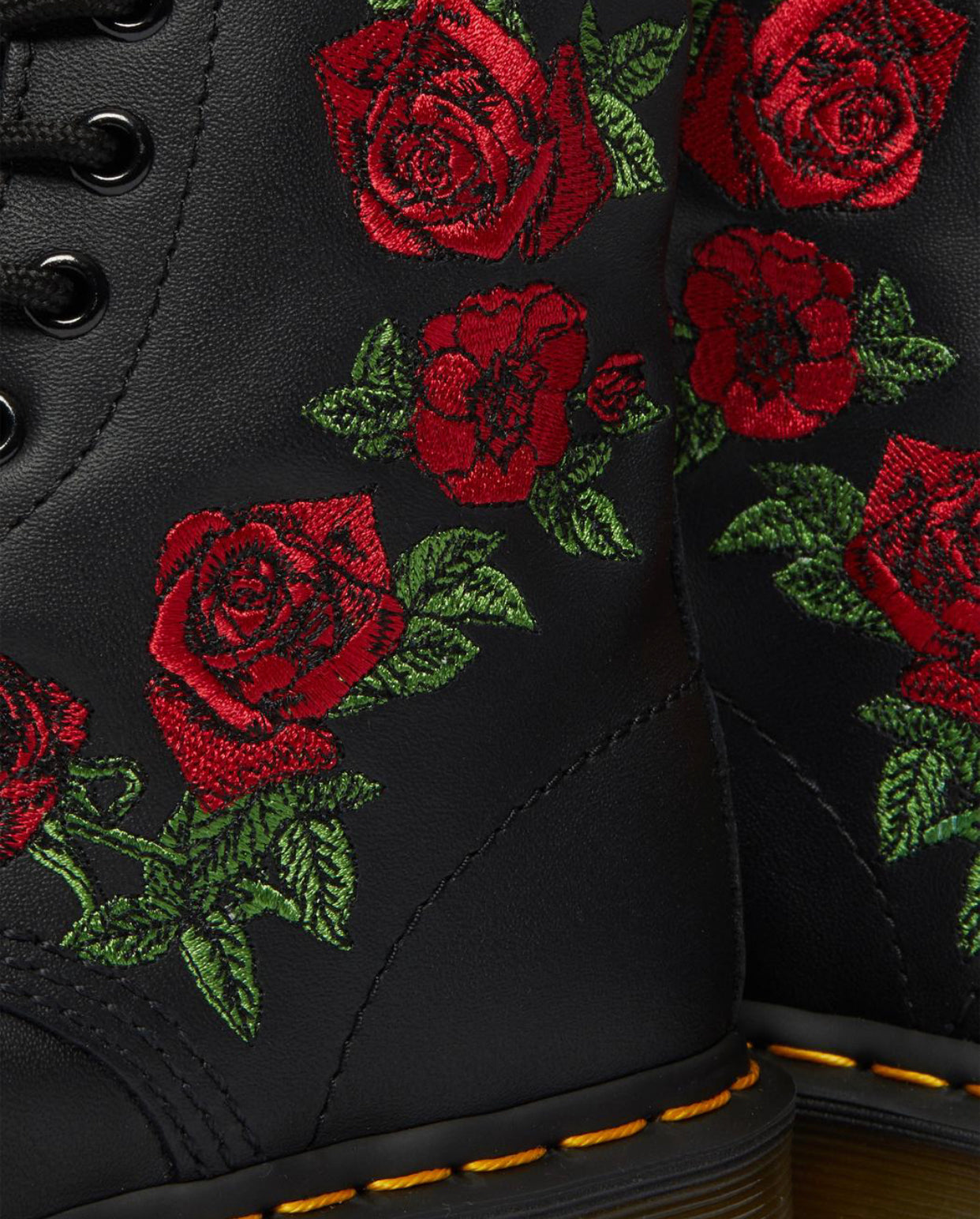 Dr. Martens 1460 Vonda Black Softy T Floral Ankle 8 Eyelet Boot