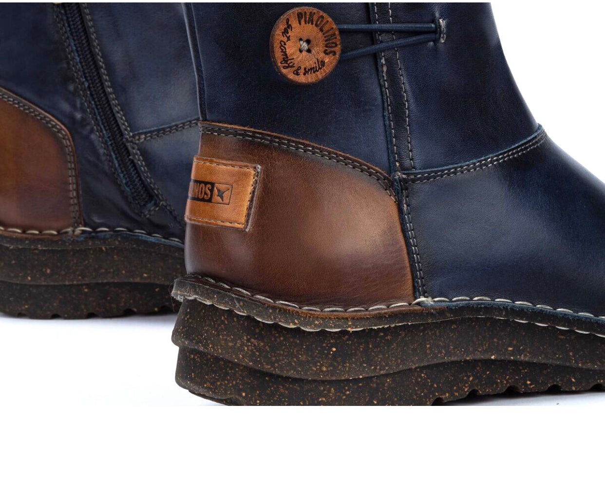 Pikolinos Cazorla W5U-8883C2 Blue Zip Wedge Ankle Boot Made In Spain