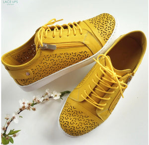 Cabello Comfort EG16 Mustard 6 Eyelet Zip Shoe Made In Turkey