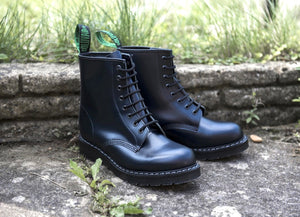 Solovair Navy Hi-Shine 8 Eyelet Boot Made In England