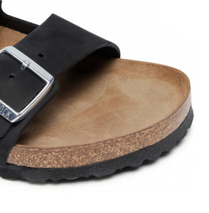 Birkenstock Arizona Black Nubuck Leather Silver Buckles Soft Footbed Made In Germany