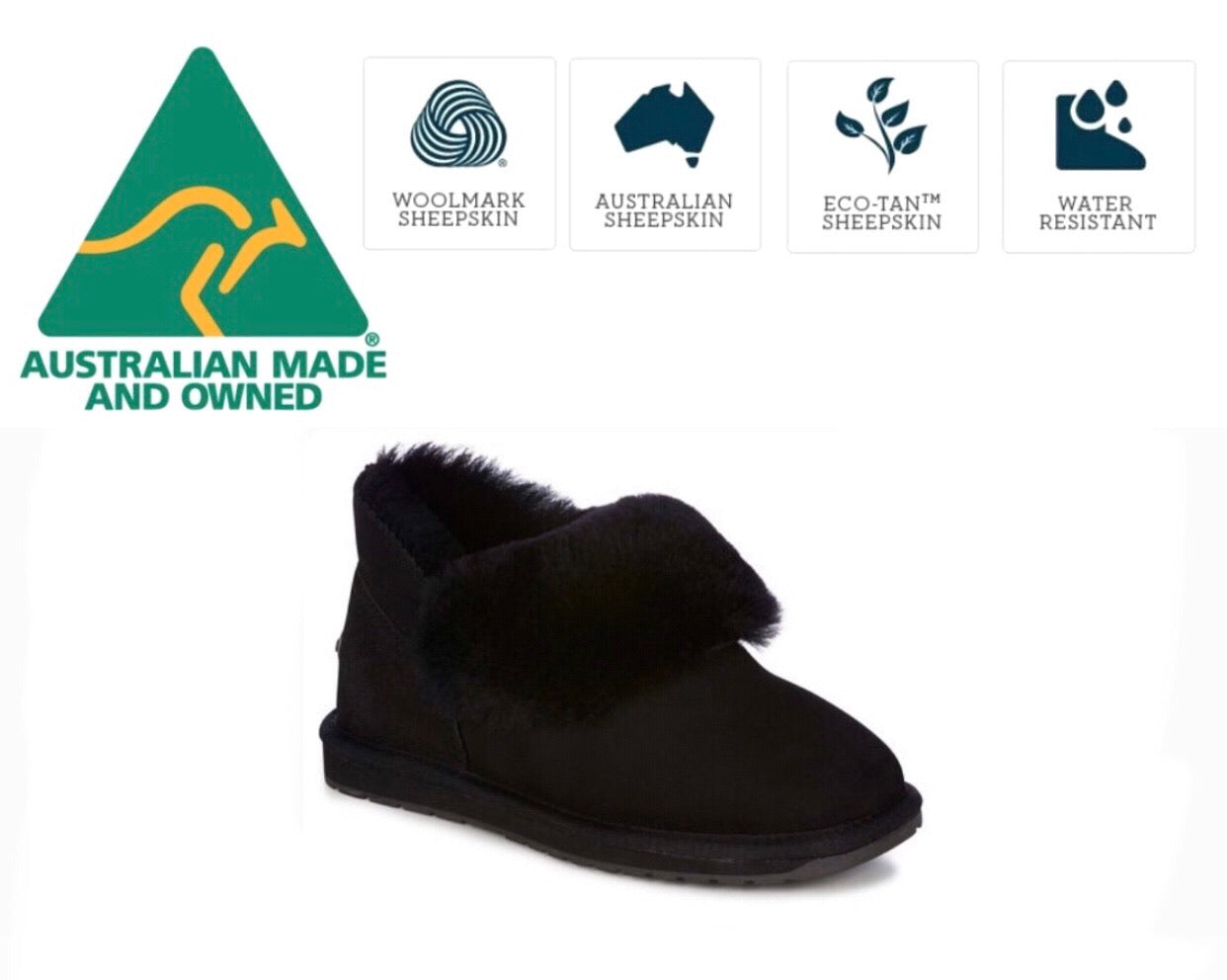 Emu Australia Black Platinum Mintaro Sheepskin Made In Australia