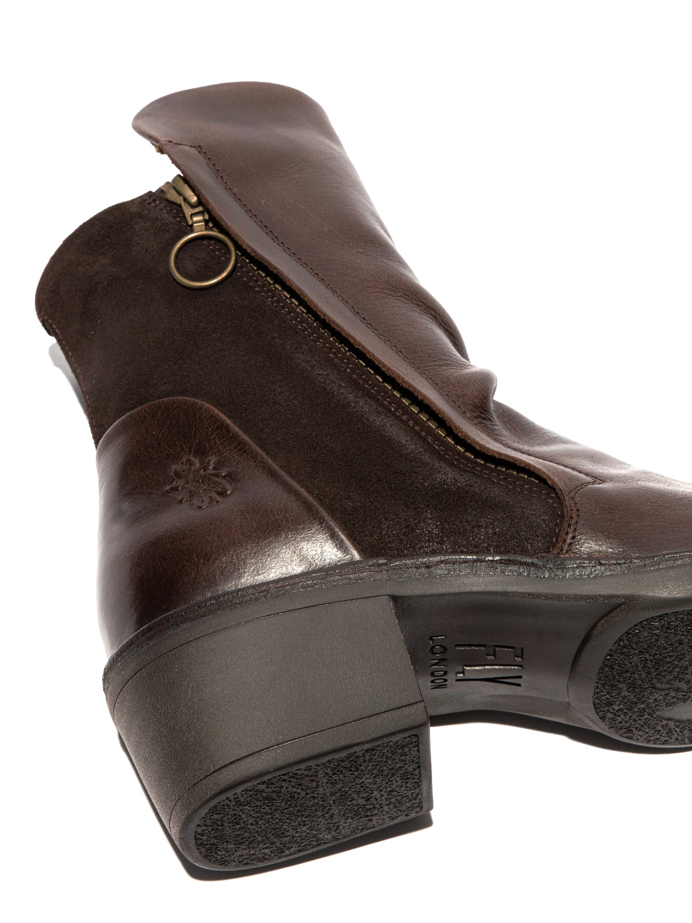Fly London Mely074Fly Dark Brown Expresso Leather Zip Ankle Boots Made In Portugal