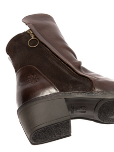 Fly London Mely074Fly Dark Brown Expresso Leather Zip Ankle Boots Made In Portugal