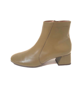 Wonders G-5504 Olive Green Leather Zip Ankle Boot Made In Spain
