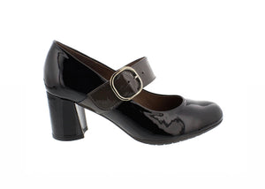 Wonders I-6830 Black Negro Patent Leather Court Shoe Made In Spain
