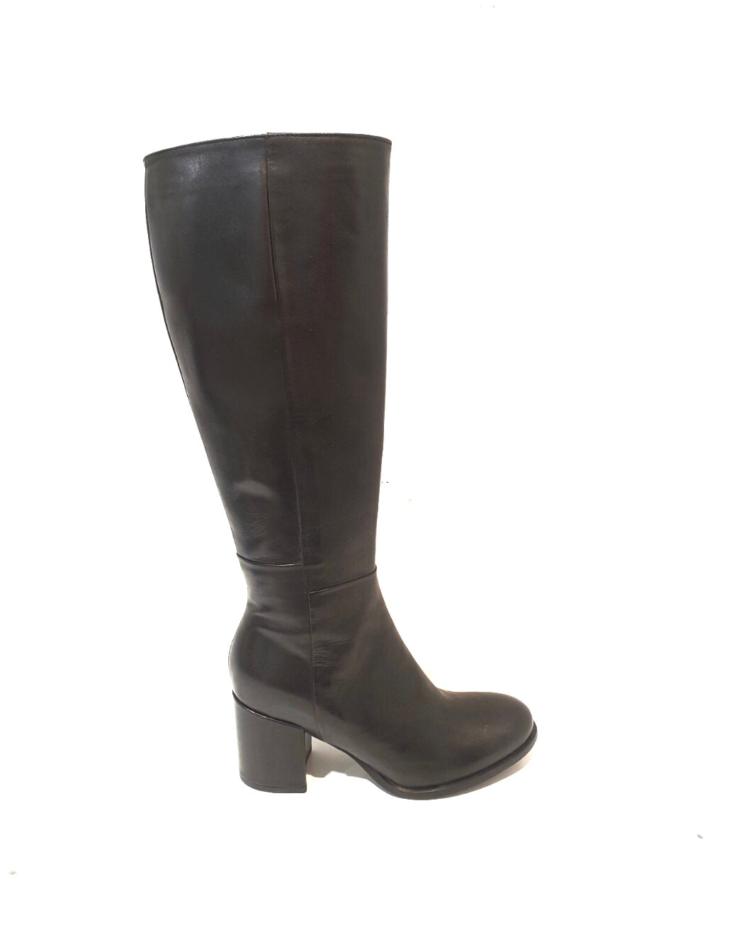 Progetto T250 Black Nero Nappa Knee High Zip Boot Made In Italy