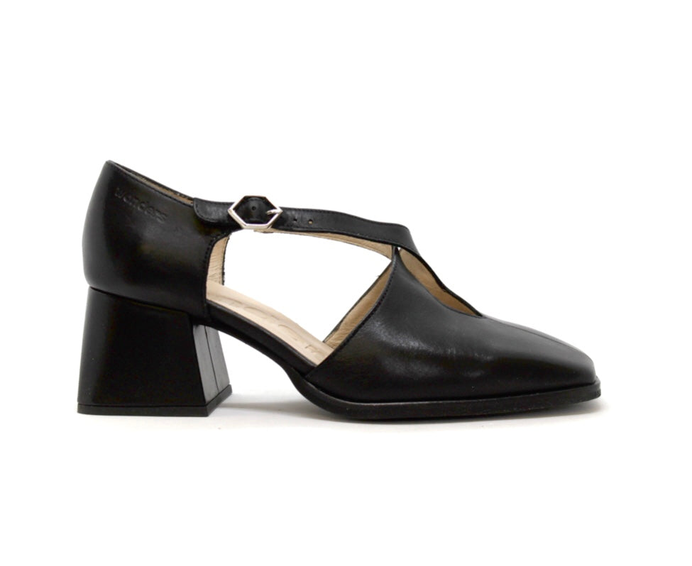 Wonders H-4312 Black Negro Iseo V Leather Court Shoe Made In Spain