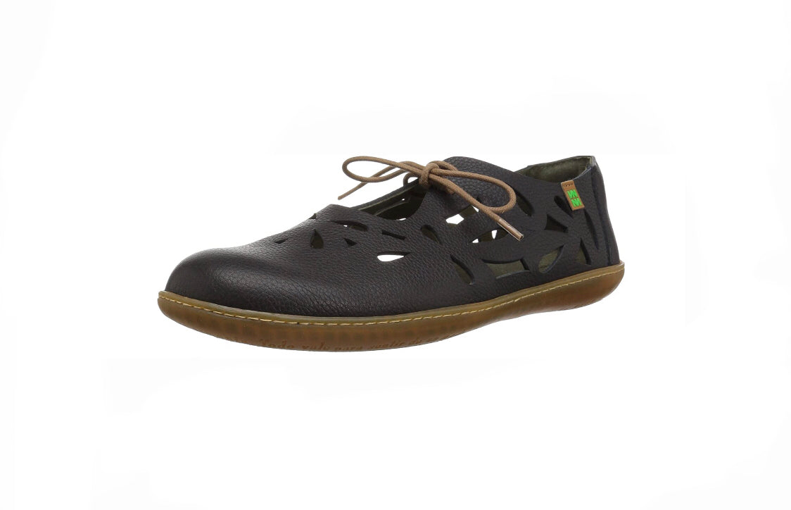 El Naturalista 5271 Black Perforated Leather 2 Eyelet Shoe Made In Spain