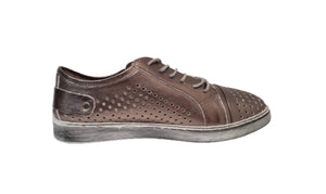 Cabello Comfort EG17 Pewter Perforated 6 Eyelet Zip Shoe Made In Turkey