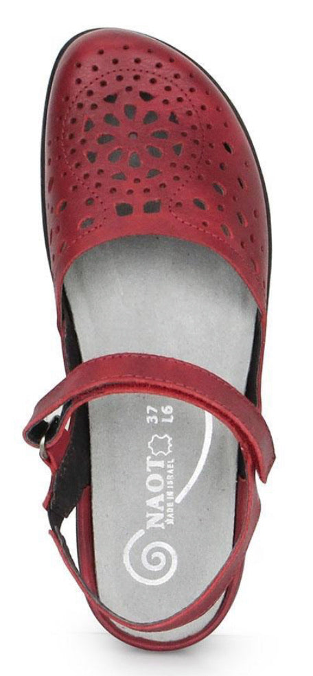 Naot Arataki Berry Red Leather Ladies Sandals Made In Israel