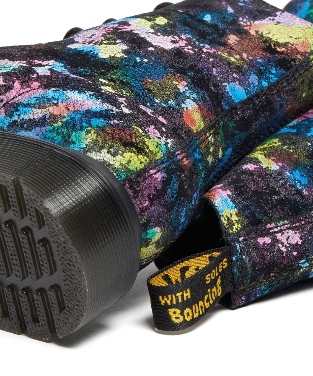 Dr. Martens 1460 Pascal Black Rainbow Burst Suede Floral Ankle 8 Eyelet Boot