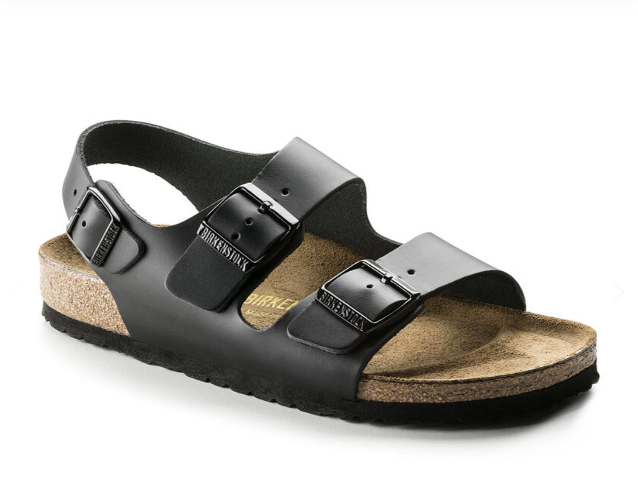 Birkenstock Milano Black Smooth Leather Made In Germany
