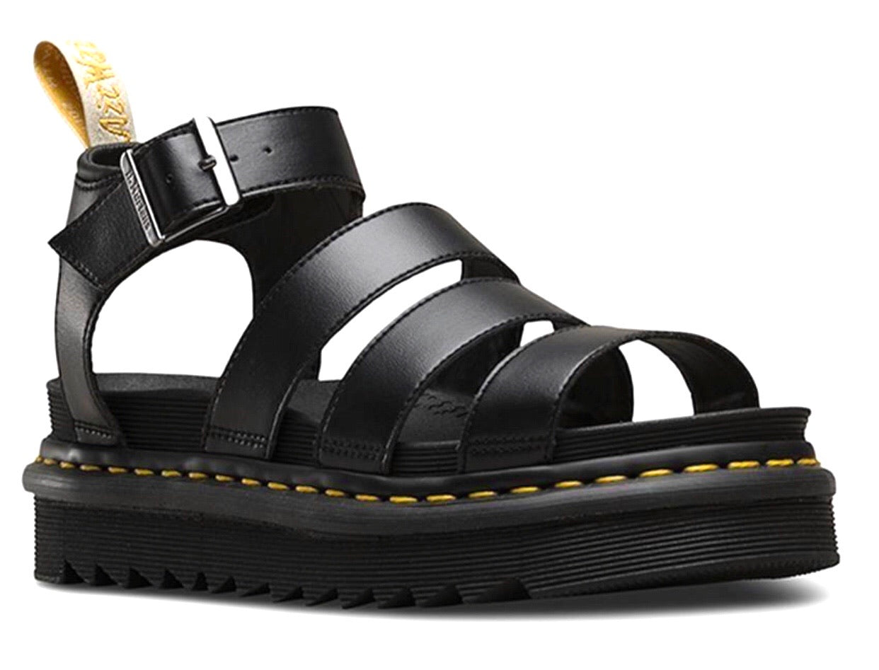 Dr. Martens Blaire Vegan Chunky Black Sandal Buckle 3 Strap