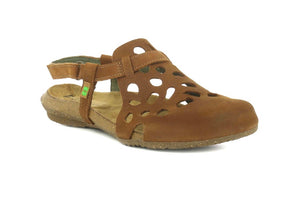 El Naturalista 5063 Wood Light Tan Flats Sandals Made In Spain