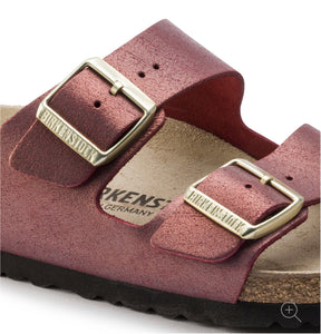 Birkenstock Arizona Washed Metallic Port Suede Leather Made In Germany