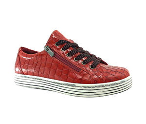 Cabello Comfort Unity Red Croco 6 Eyelet Zip Shoe Made In Turkey