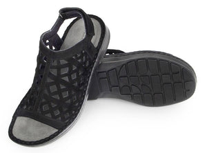 Naot Amadora Black Velvet Nubuk Leather Ladies Sandals Made In Israel