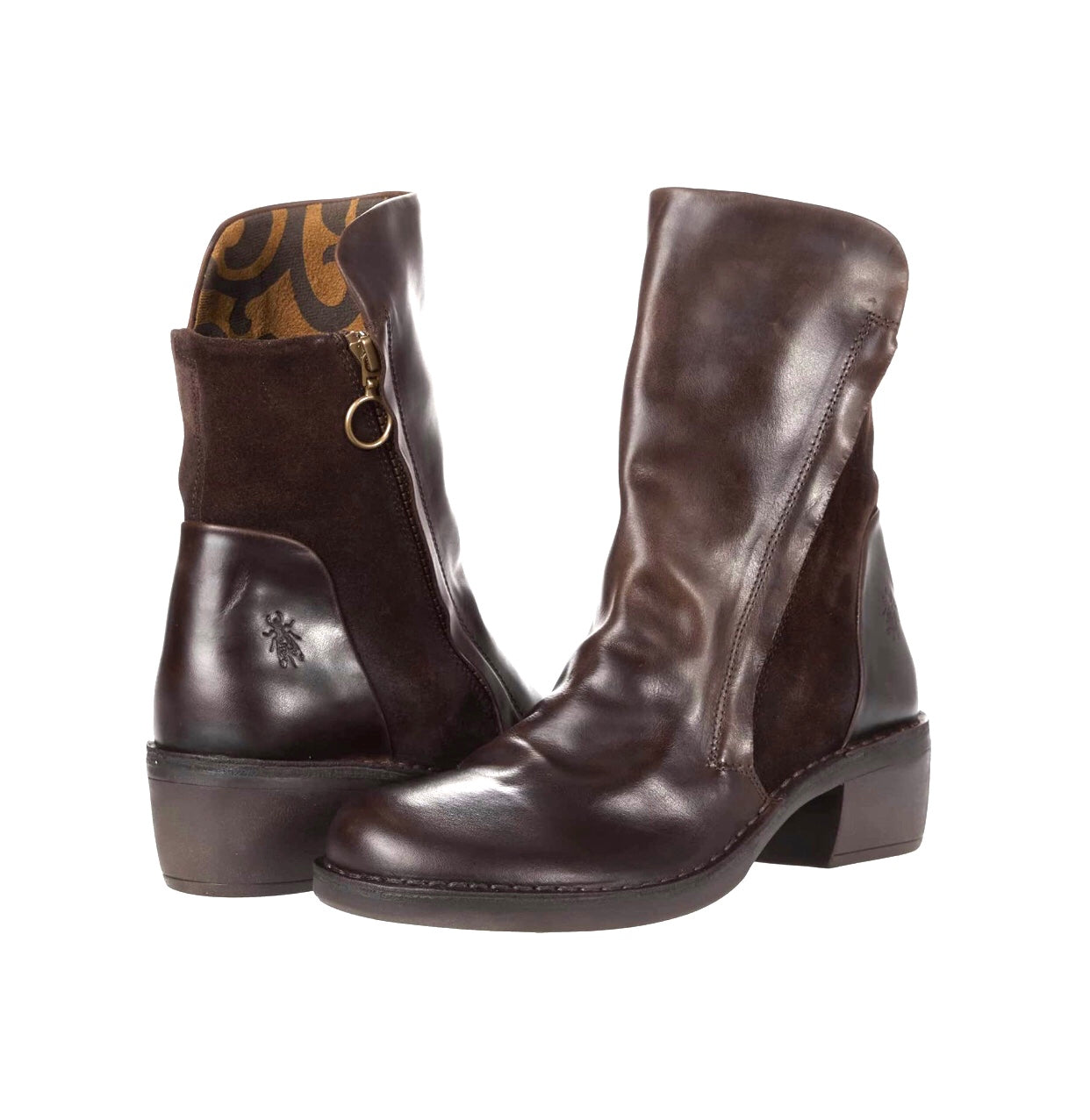Fly London Mely074Fly Dark Brown Expresso Leather Zip Ankle Boots Made In Portugal
