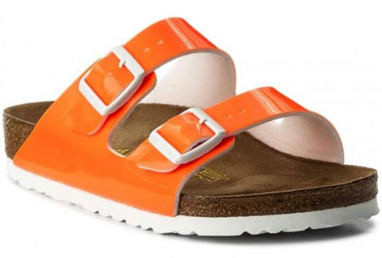 Birkenstock Arizona Patent Neon Orange Made In Germany