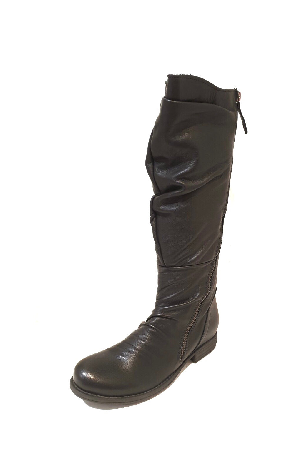 Cabello Comfort Piraz Black Double Zip Knee High Boot Made In Turkey