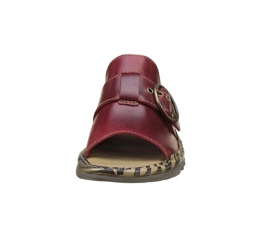 Fly London Tani807fly Red Women's Leather Wedge Slide Made In Portugal
