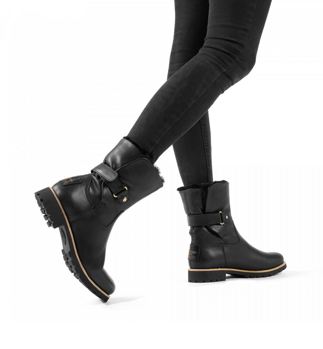 Panama Jack Felia Igloo Black Sheepskin Waterproof Mid Calf Boot Made