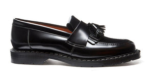 Solovair Black Hi-Shine Tassel Loafer Leather Shoe Made In England