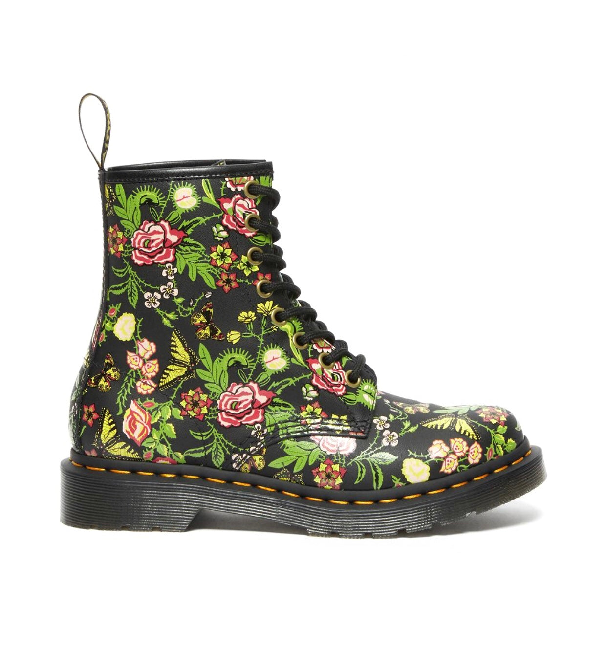 Dr. Martens 1460 Black Bloom Backhand Floral Ankle 8 Eyelet Boot