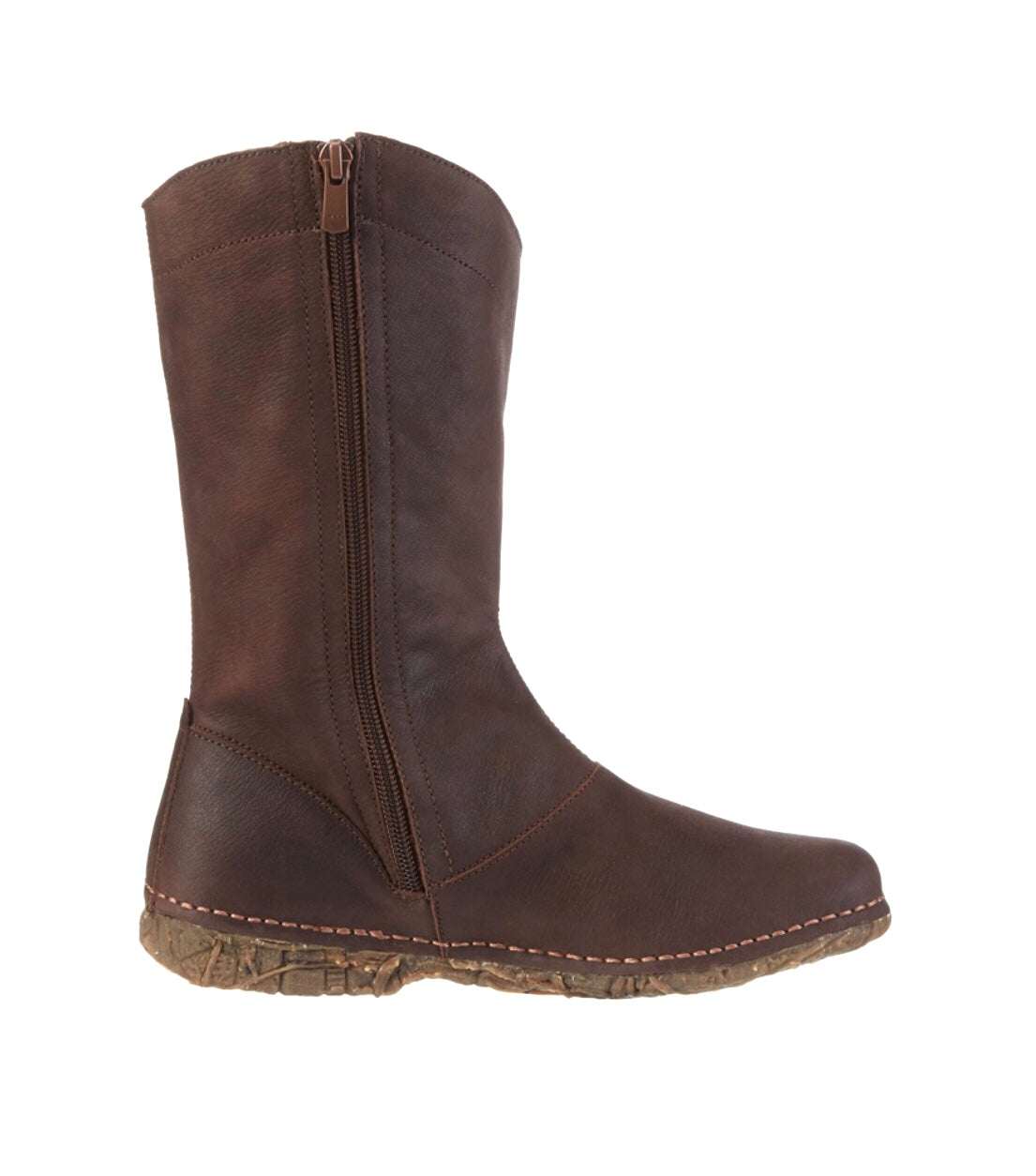 El Naturalista N916 Brown Mid Calf Zip Boots Made In Spain