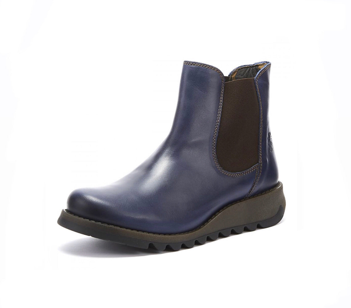 Fly London Salv Blue Chelsea Ankle Boots Made In Portugal