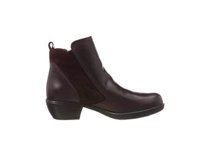 Fly London Meli Wine Leather Zip Ankle Boot Made In Portugal