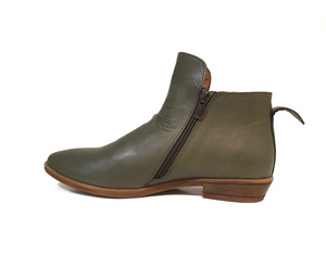 Sala Europe Gael Dark Olive Zip Ankle Boot Made In Turkey