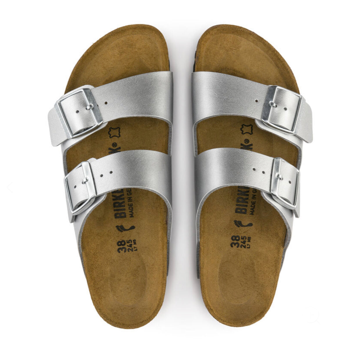 Birkenstock Arizona Silver Birko-Flor Made In Germany
