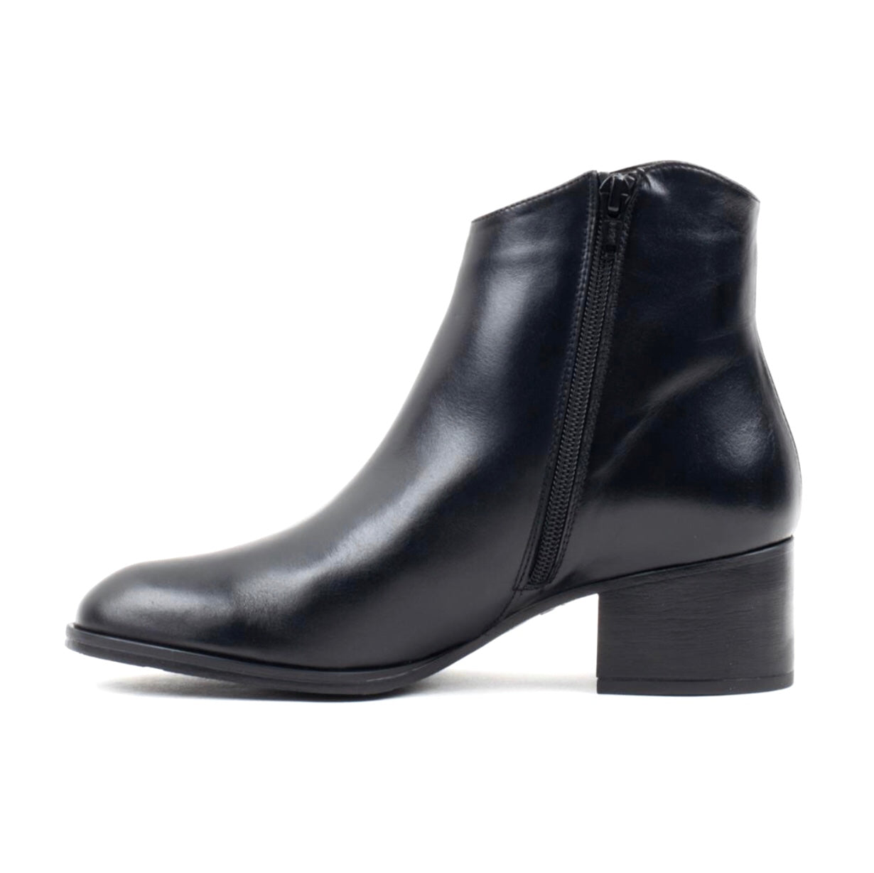 Wonders G-5130 Black Negro Leather Zip Ankle Boot Made In Spain
