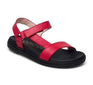 Wonders B-7410 Red Willer Rojo Leather Velcro Sandal Made In Spain