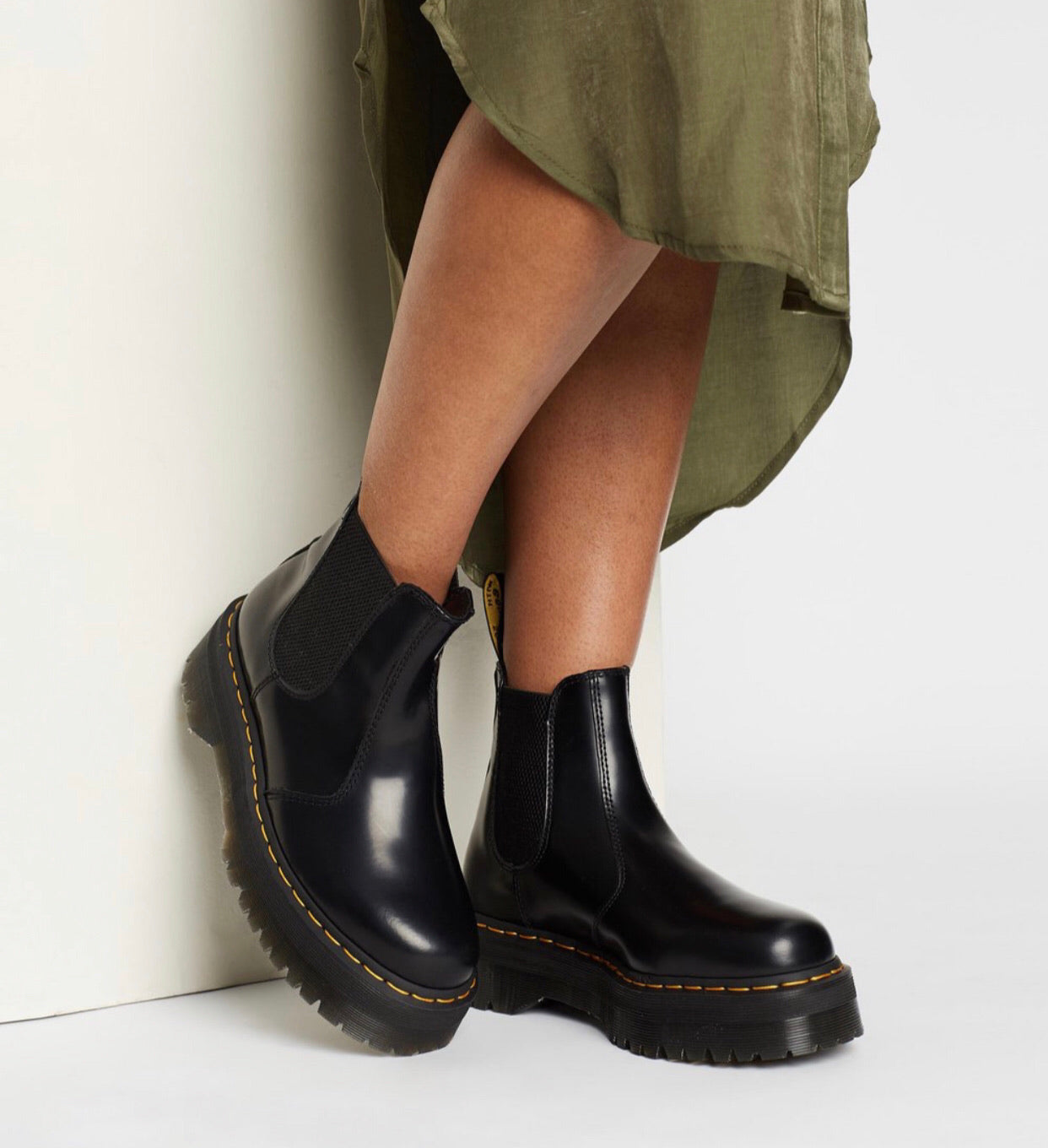Dr. Martens 2976 Quad Black Leather Platform Chelsea Boot