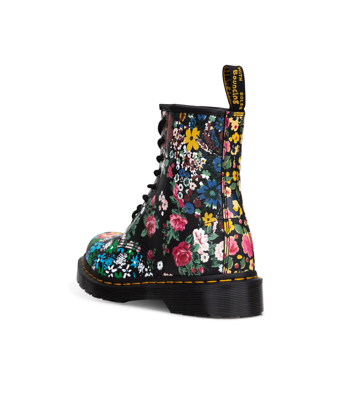 Dr. Martens 1460 Pascal White Black Floral Mash Up Backhand Ankle 8 Eyelet Boot