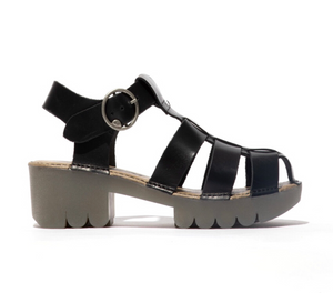 Fly London Emme511Fly Black Bridle Sandal Made In Portugal